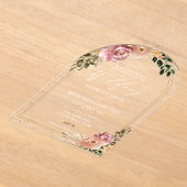 Chique Neutrale Kleuren Boho Bloemen Bruiloft Acryl Uitnodigingen (Laagn)