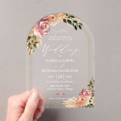 Chique Neutrale Kleuren Boho Bloemen Bruiloft Acryl Uitnodigingen (Insitu (Draagbaar))