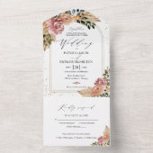 Chique Neutrale Kleuren Boho Bloemen Bruiloft All In One Uitnodiging (Binnen)