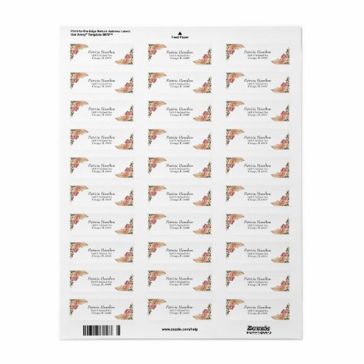 Chique Neutrale Kleuren Boho Bloemen Bruiloft Etiket (Full Sheet)