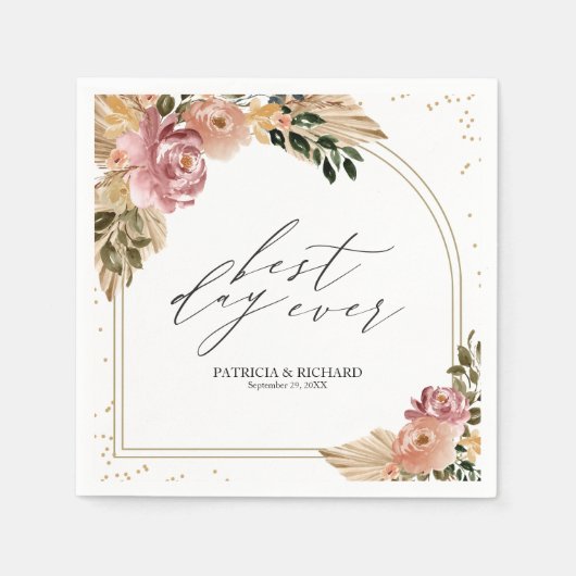 Chique Neutrale Kleuren Boho Bloemen Bruiloft Serv Servet (Voorkant)