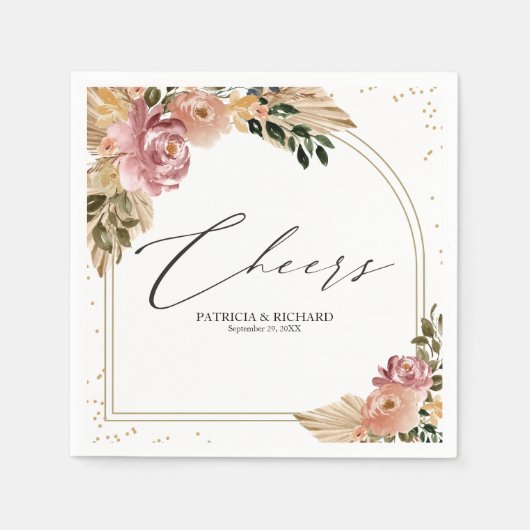 Chique Neutrale Kleuren Boho Bloemen Bruiloft Serv Servet (Voorkant)