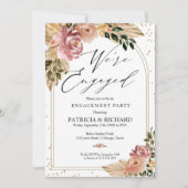 Chique Neutrale Kleuren Boho Bloemen Verlovingsfee Kaart (Voorkant)