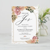 Chique Neutrale Kleuren Boho Bloemen Verlovingsfee Kaart (Staand voorkant)