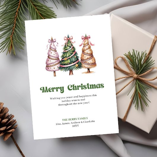 Chique neutrale luipaardpatroon kerstboomkaart feestdagenkaart
