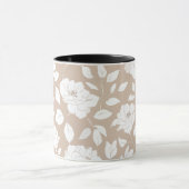 Chique neutrale roze witte bloemmotief mok (Midden)