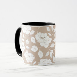 Chique neutrale roze witte bloemmotief mok