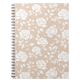 Chique neutrale roze witte bloemmotief notitieboek