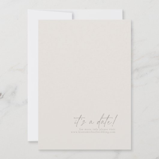 Chique Neutrals Bruiloft Bone Wit Vert ID1020 Save The Date (Achterkant)