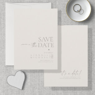 Chique Neutrals Bruiloft Bone Wit Vert ID1020 Save The Date