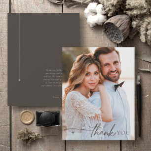 Chique Neutrals Bruiloft Dank u Charcoal ID1020 Bedankkaart