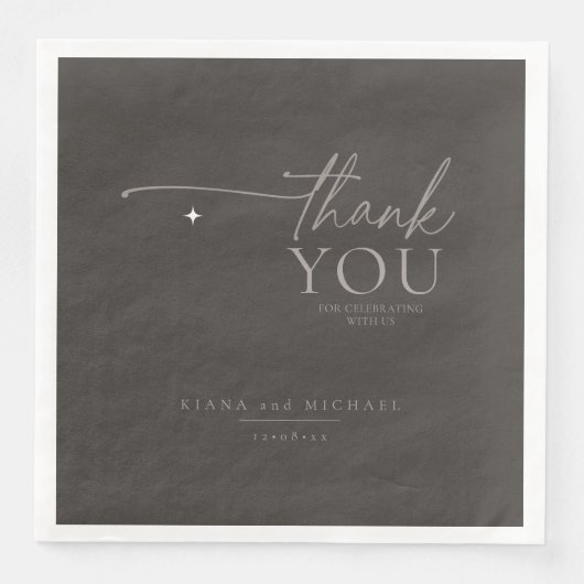 Chique Neutrals Bruiloft Dank u Charcoal ID1020 Servet (Voorkant)
