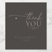 Chique Neutrals Bruiloft Dank u Charcoal ID1020 Wijn Etiket (Enkel label)