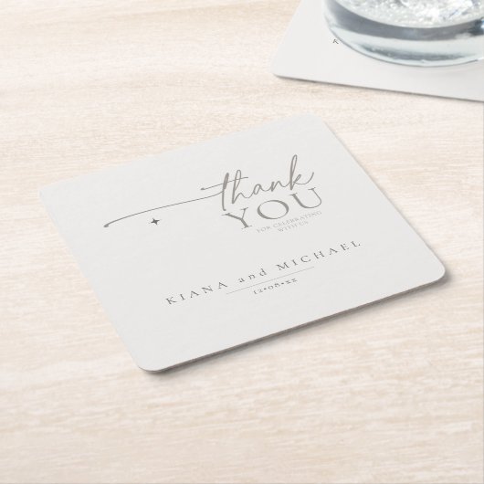 Chique Neutrals Bruiloft Dank u Linnen ID1020 Kartonnen Onderzetters (Schuin)
