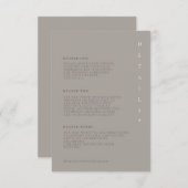 Chique Neutrals Bruiloft Details Taupe ID1020 Informatiekaartje (Voorkant / Achterkant)