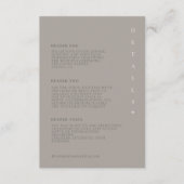 Chique Neutrals Bruiloft Details Taupe ID1020 Informatiekaartje (Voorkant)