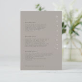 Chique Neutrals Bruiloft Details Taupe ID1020 Informatiekaartje (Staand voorkant)