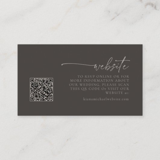 Chique Neutrals Bruiloft Website Charcoal ID1020 Informatiekaartje (Voorkant)