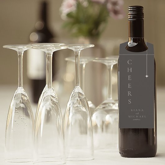 Chique Neutrals Huwelijk Cheers Charcoal ID1020 Flessenhanger
