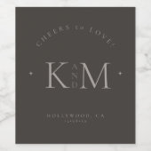 Chique Neutrals Huwelijk Cheers Charcoal ID1020 Wijn Etiket (Enkel label)