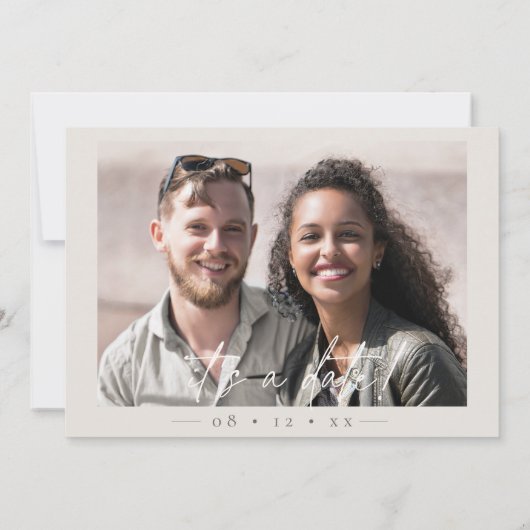 Chique Neutrals Huwelijksfoto Bone Wit ID1020 Save The Date (Achterkant)