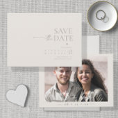 Chique Neutrals Huwelijksfoto Bone Wit ID1020 Save The Date