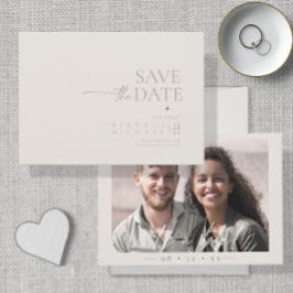Chique Neutrals Huwelijksfoto Bone Wit ID1020 Save The Date