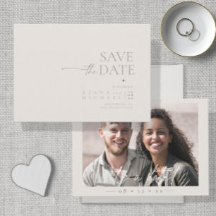 Chique Neutrals Huwelijksfoto Bone Wit ID1020 Save The Date