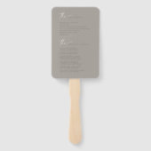 Chique Neutrals Huwelijksprogramma Poeder/Taupe ID Handwaaier (Achterkant)