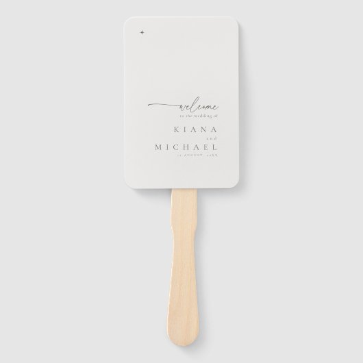 Chique Neutrals Huwelijksprogramma Poeder/Taupe ID Handwaaier (Voorkant)