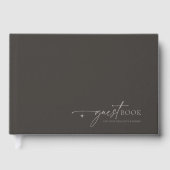 Chique Neutrals Minimalistische Bruiloft Houtskool Gastenboek (Voorkant)