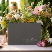 Chique Neutrals Minimalistische Bruiloft Houtskool Gastenboek