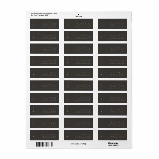 Chique Neutrals Minimalistische Namen Charcoal ID1 Etiket (Full Sheet)