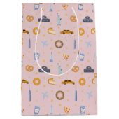 Chique New York City Patroon Blush Pink Medium Cadeauzakje (Voorkant)