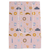 Chique New York City Patroon Blush Pink Medium Cadeauzakje (Achterkant)