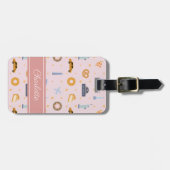 Chique New York City Patroon Roze Aangepaste Naam Bagagelabel (Voorkant horizontaal)