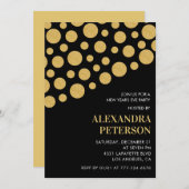 Chique nieuwjaarsuitnodiging Black Gold Kaart (Voorkant / Achterkant)