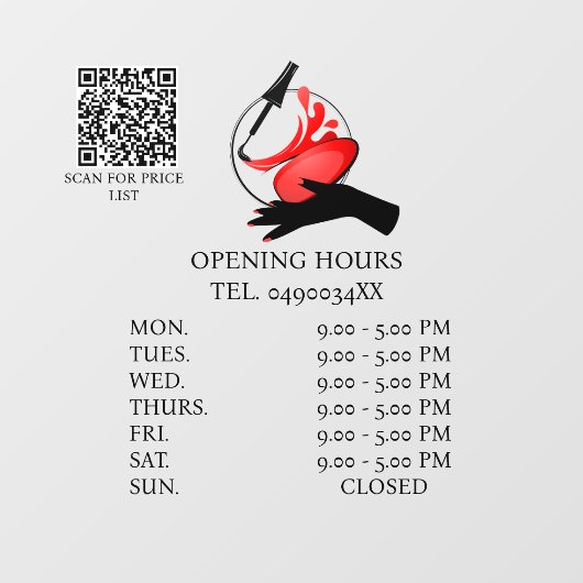 Chique Noir Nail Technician Venster Raamsticker (Vel)