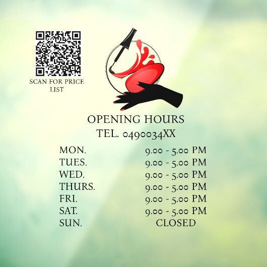 Chique Noir Nail Technician Venster Raamsticker (Vel 3)