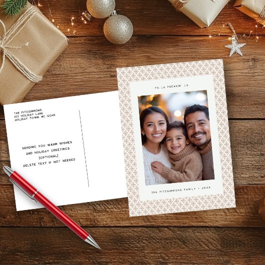 Chique Nordic Bruin en Wit Sneeuwvlokkerenspostkaa Feestdagenkaart