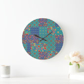 Chique nostalgische faux patchwork ronde wandklok (Huis)