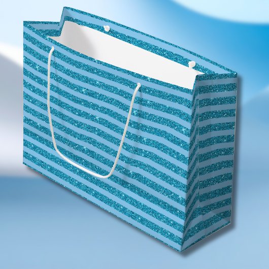 Chique oceaanblauwe glinsterende stijl horizontale groot cadeauzakje