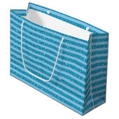 Chique oceaanblauwe glinsterende stijl horizontale groot cadeauzakje (Voorkant Gekanteld)