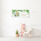 Chique Oerwoud Dieren Groen Baby shower Achtergron Spandoek (Insitu)