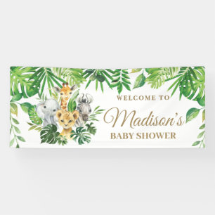 Chique Oerwoud Dieren Groen Baby shower Achtergron Spandoek