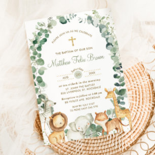 Chique Oerwoud Dieren Groen Doop Doopsel Kaart