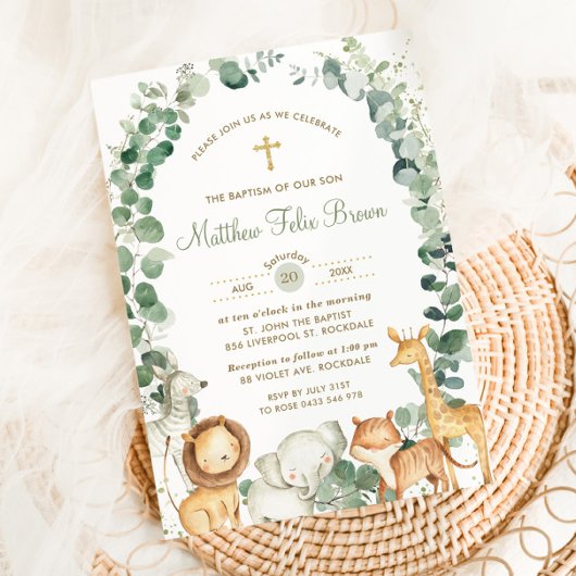 Chique Oerwoud Dieren Groen Doop Doopsel Kaart
