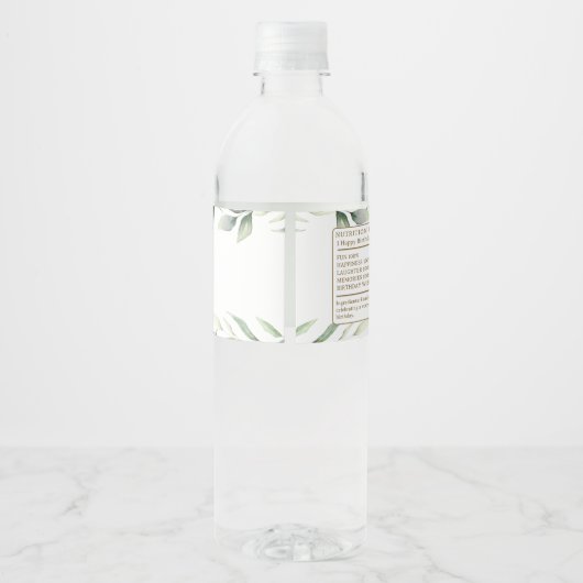 Chique Oerwoud Dieren Groen Verjaardagsfeestje Waterfles Etiket (Achterkant)