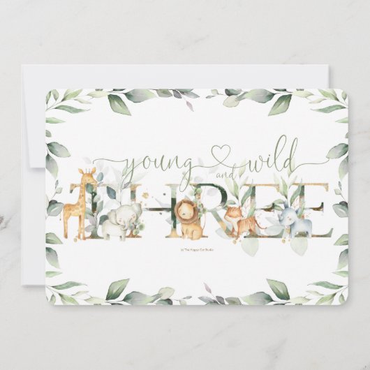 Chique Oerwoud Dieren Groen Wild 3e Verjaardag Kaart (Achterkant)