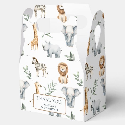 Chique Oerwoud Dieren Groene Safari Baby shower Bedankdoosjes (Geopend)